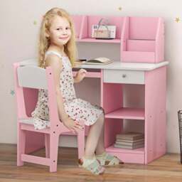 Tommy Toys Pink Kids Desk and Chair Set - Grey - Wilko - thumbnail 1