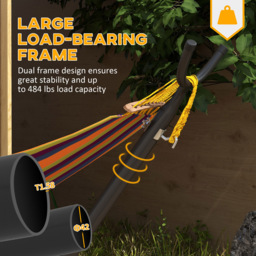 Outsunny Hammock Stand with Wheels - Size: 290 x 120 x 115cm - Black - Wilko - thumbnail 5