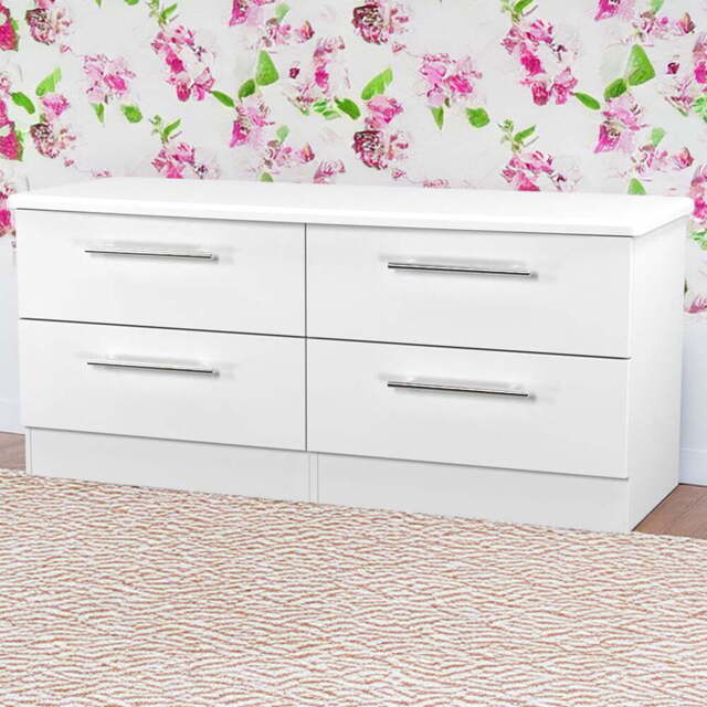 Crowndale Sherwood 4 Drawer Porcelain Matt Chest of Drawers - White - Wilko - image 1