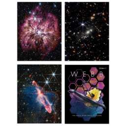 Artery8 NASA James Webb Space Telescope Galaxies Supernova Stars Wall Art Print 30 x 41cm 4 Pack - Size: 40.5 x 30.5 x 0.3cm - Black - Wilko - thumbnail 1