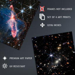 Artery8 NASA James Webb Space Telescope Galaxies Supernova Stars Wall Art Print 30 x 41cm 4 Pack - Size: 40.5 x 30.5 x 0.3cm - Black - Wilko - thumbnail 5