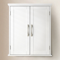 Teamson Home 2 Door White Newport Contemporary Removable Wooden Wall Cabinet - Size: 61.0 x 17.8 x 50.8cm - Wilko - thumbnail 1