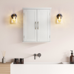 Teamson Home 2 Door White Newport Contemporary Removable Wooden Wall Cabinet - Size: 61.0 x 17.8 x 50.8cm - Wilko - thumbnail 7