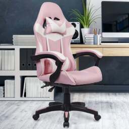 Neo Pink PU Leather Swivel Office Chair - Size: 66 x 55 x 125cm - Wilko