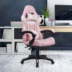 Neo Pink PU Leather Swivel Office Chair - Size: 66 x 55 x 125cm - Wilko - thumbnail 4