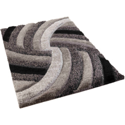 Desire Rug Modern Grey Swirl Shimmer Soft Shaggy Area Rug 200 x 290cm - Desire Rugs - Wilko - thumbnail 1