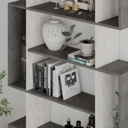 Decortie Mito Retro Grey and Ancient White Modern Tall Bookcase - Size: 5 Shelf - Multi - Wilko - thumbnail 4