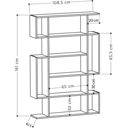 Decortie Mito Retro Grey and Ancient White Modern Tall Bookcase - Size: 5 Shelf - Multi - Wilko - thumbnail 7