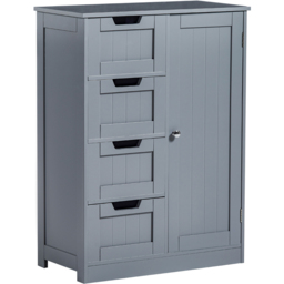 Bath Vida Priano Single Door 4 Drawer Grey Bathroom Cabinet - Size: 81 x 60 x 30cm - Wilko - thumbnail 3