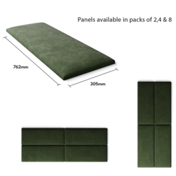 Aspire EasyMount Forest Green Plush Velvet Upholstered Wall Mounted Headboard Panels 2 Pack - Aspire Beds - Wilko - thumbnail 6