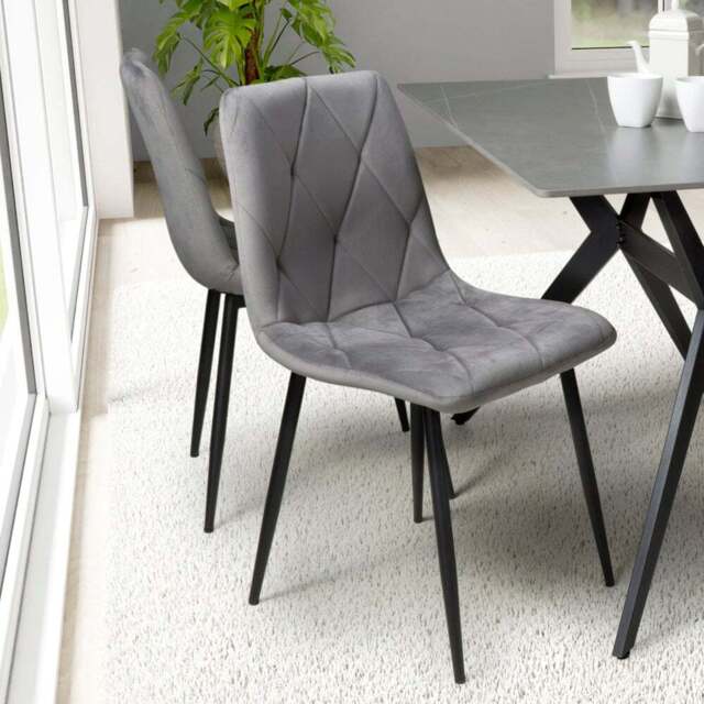 Vernon Set of 4 Grey Brushed Velvet Dining Chair - Wilko - image 1