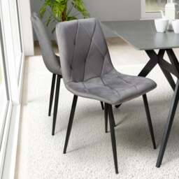 Vernon Set of 4 Grey Brushed Velvet Dining Chair - Wilko