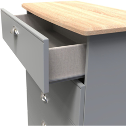 Crowndale Victoria 5 Drawer Dusk Grey and Oak Chest of Drawer - Wilko - thumbnail 6