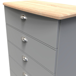 Crowndale Victoria 5 Drawer Dusk Grey and Oak Chest of Drawer - Wilko - thumbnail 7