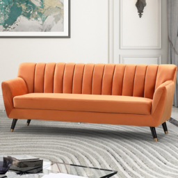Morgan 3 Seater Orange Plush Velvet Sofa - Artemis Home - Wilko