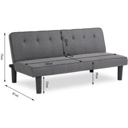Home Detail Layla 2 Seater Charcoal Fabric Sofa Bed - Grey - Wilko - thumbnail 7
