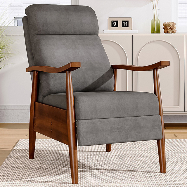 Living and Home Grey Manual Recliner Armchair with Adjustable Footrest - Size: Single - Wilko - image 1
