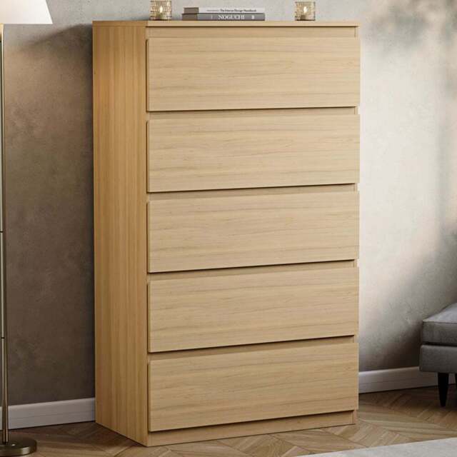 VIDA DESIGNS Denver 5 Drawer Pine Chest of Drawers - Brown - Wilko - image 1