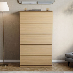 VIDA DESIGNS Denver 5 Drawer Pine Chest of Drawers - Brown - Wilko - thumbnail 4
