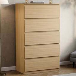 VIDA DESIGNS Denver 5 Drawer Pine Chest of Drawers - Brown - Wilko