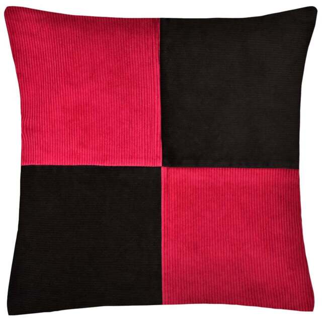 Intimates Corduroy Red and Black Filled Large Cushion 56 x 56cm 2 Pack - Multi - Wilko - image 1