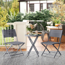 Outsunny 2 Seater Glass Top Bistro Set Grey - Wilko - thumbnail 1
