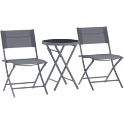 Outsunny 2 Seater Glass Top Bistro Set Grey - Wilko - thumbnail 3