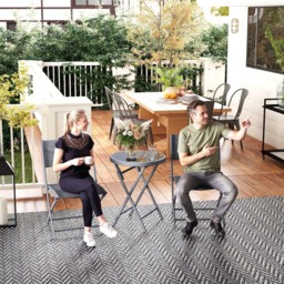 Outsunny 2 Seater Glass Top Bistro Set Grey - Wilko - thumbnail 5
