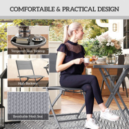 Outsunny 2 Seater Glass Top Bistro Set Grey - Wilko - thumbnail 7