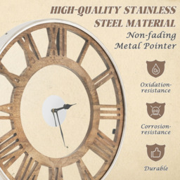 Costway Classic Frame Large Round Silent Wall Clock 50cm - Size: 59 x 58 x 13cm - Multi - Wilko - thumbnail 6