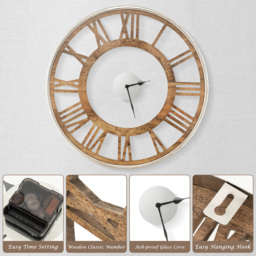 Costway Classic Frame Large Round Silent Wall Clock 50cm - Size: 59 x 58 x 13cm - Multi - Wilko - thumbnail 5
