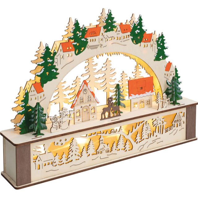 St Helens Wooden Light Up Festive Scene - Size: 320 x 445 x 90cm - Gold - Wilko - image 1