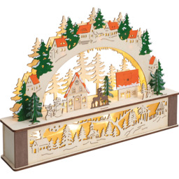 St Helens Wooden Light Up Festive Scene - Size: 320 x 445 x 90cm - Gold - Wilko - thumbnail 1