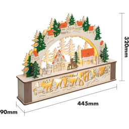 St Helens Wooden Light Up Festive Scene - Size: 320 x 445 x 90cm - Gold - Wilko - thumbnail 7