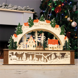 St Helens Wooden Light Up Festive Scene - Size: 320 x 445 x 90cm - Gold - Wilko - thumbnail 3