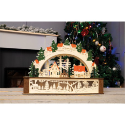 St Helens Wooden Light Up Festive Scene - Size: 320 x 445 x 90cm - Gold - Wilko - thumbnail 5