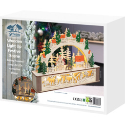 St Helens Wooden Light Up Festive Scene - Size: 320 x 445 x 90cm - Gold - Wilko - thumbnail 6