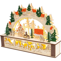 St Helens Wooden Light Up Festive Scene - Size: 320 x 445 x 90cm - Gold - Wilko - thumbnail 4