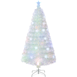 Costway 24 Multicolour LED White Fibre Optic Pre-Lit Artificial Christmas Tree 5ft - Wilko