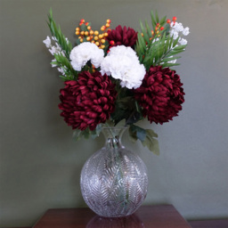 Botanik Clear Fern Print Bottle Glass Vase 26cm - Size: 26 x 22 x 22cm - White - Wilko - thumbnail 3