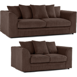 Portland Luxor 5 Seater Chocolate Jumbo Cord Sofa Set with Scatter Back - Brown - Wilko - thumbnail 3