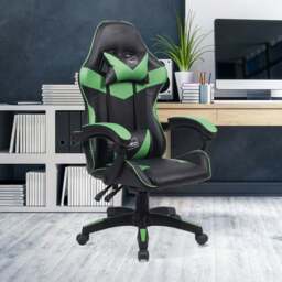 Neo Black and Green PU Leather Swivel Office Chair - Size: 66 x 55 x 125cm - Wilko - thumbnail 5