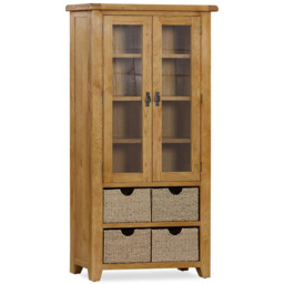 Kinsale 2 Door Oak Display Cabinet with Baskets - Size: 180 x 85 x 36cm - Brown - Wilko - thumbnail 4