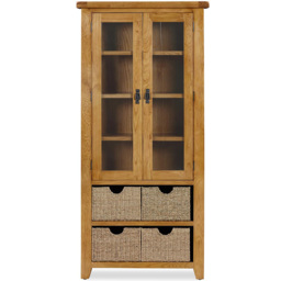 Kinsale 2 Door Oak Display Cabinet with Baskets - Size: 180 x 85 x 36cm - Brown - Wilko - thumbnail 3
