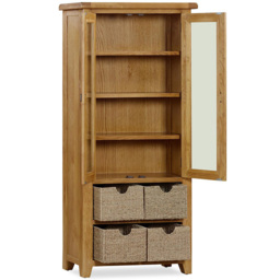 Kinsale 2 Door Oak Display Cabinet with Baskets - Size: 180 x 85 x 36cm - Brown - Wilko - thumbnail 5