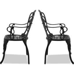 Centurion Bangui Set of 2 Black Garden Bistro Chairs with Armrests - Size: 88 x 49 x 50cm - Wilko - thumbnail 6