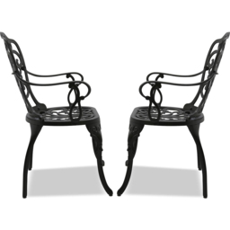 Centurion Bangui Set of 2 Black Garden Bistro Chairs with Armrests - Size: 88 x 49 x 50cm - Wilko - thumbnail 7