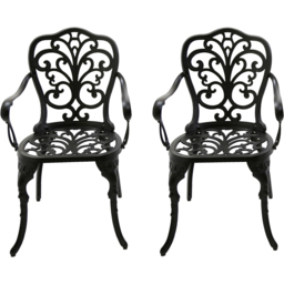 Centurion Bangui Set of 2 Black Garden Bistro Chairs with Armrests - Size: 88 x 49 x 50cm - Wilko - thumbnail 4