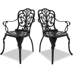 Centurion Bangui Set of 2 Black Garden Bistro Chairs with Armrests - Size: 88 x 49 x 50cm - Wilko - thumbnail 5