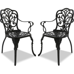 Centurion Bangui Set of 2 Black Garden Bistro Chairs with Armrests - Size: 88 x 49 x 50cm - Wilko - thumbnail 3